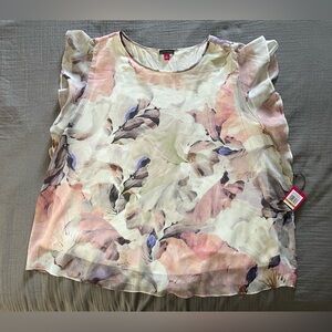 Vince Camuto flowy spring floral cap sleeve blouse w/attached tank 3X NWT
